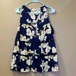 Navy Flower Dressy Tank